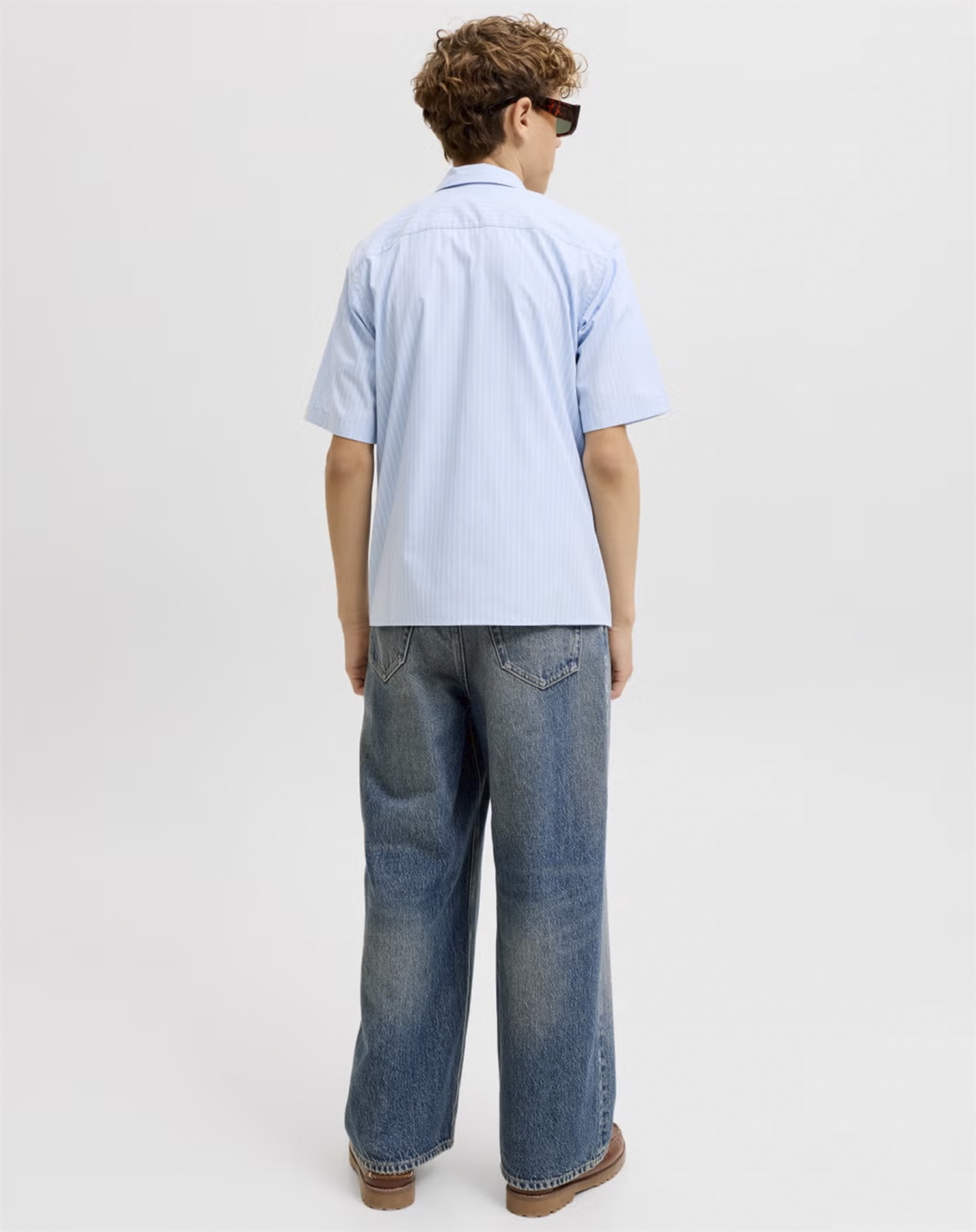 Jack & Jones Junior - JORMenton Poplin Stripe Resort Skjorte - Cashmere Blue